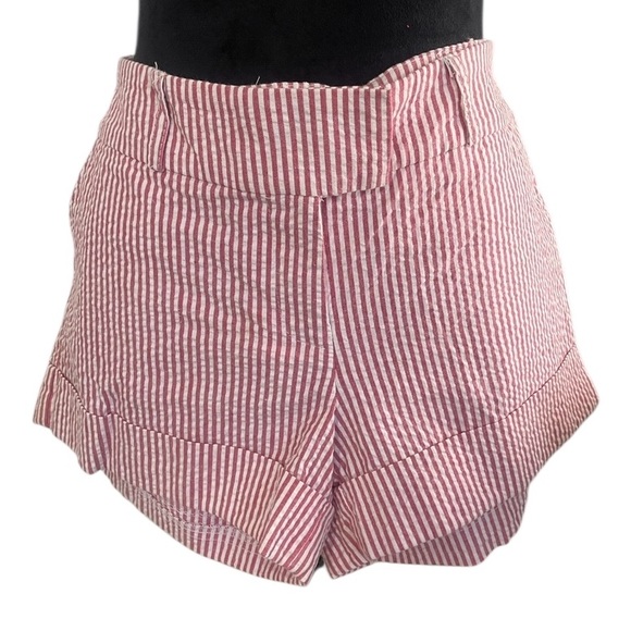 Pants - Striped Red and White Women's Shorts